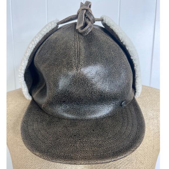 NWT Maison Michel Paris "Milton" Leather and Shearling Trapper Hat Size L - Picture 1 of 6